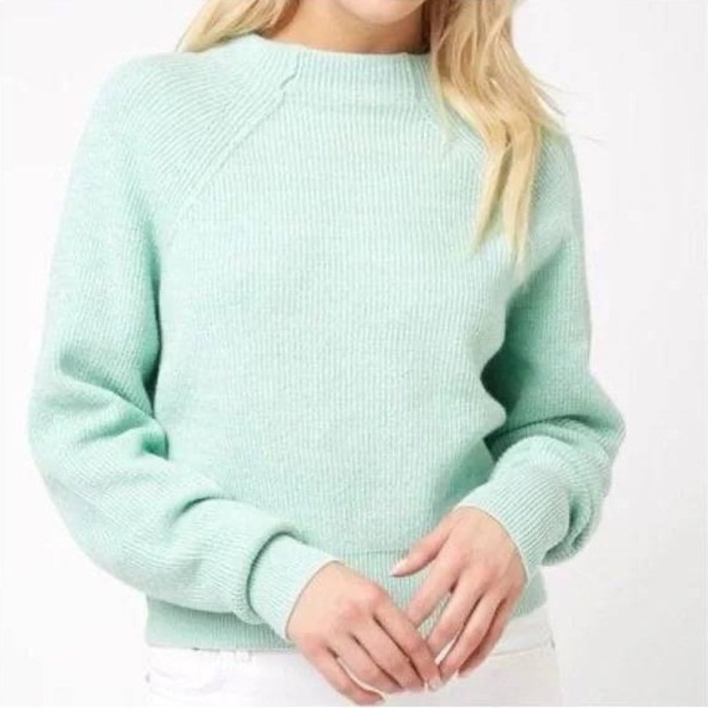 Free People Mint Too Good‎ Mock Neck Pullover Sweater Opaline - Picture 3 of 14